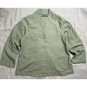 Gudrun Sjoden Green Lightweight Jacket Blazer Organic Cotton Granola Nature S